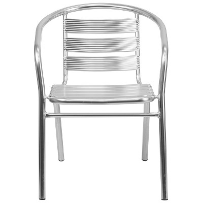 Sleek Silver Aluminum Indoor-Outdoor Dining Chair with Ladder Back