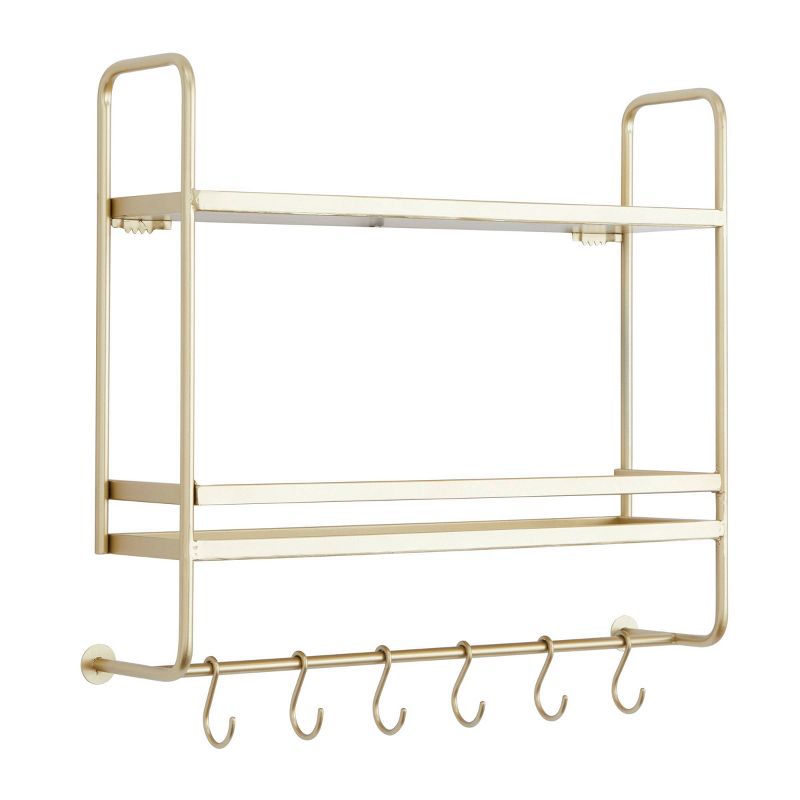 20&#34;x20&#34; Metal 2 Shelves Wall with Hooks Gold - CosmoLiving by Cosmopolitan, 5 of 7