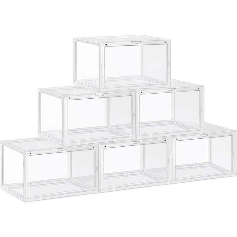 SONGMCIS Shoe Boxes Stackable Shoe Storage Boxes with Lids 12 Pack Shoe Boxes Clear Plastic Stackable Shoe Organizers For Closet, 1 of 9
