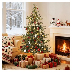 TackView 6ft Christmas Tree, Pre-Lit Artificial Christmas Tree, PE & PVC Blend Hinged Xmas Tree for Home Holiday Party Decoration - 1 of 4