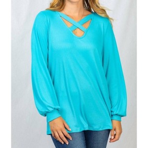 Women's Solid Long Sleeve Top - White Birch - 1 of 3