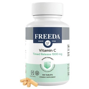 Freeda Vitamin C 1000mg Timed Release – All-Day Immune Support – Vegan, Kosher, Gentle on Stomach - 1 of 4