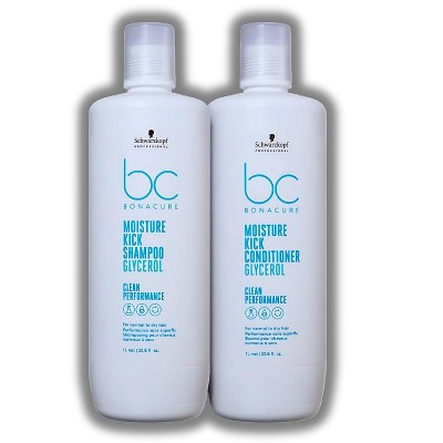 Schwarzkopf BC Bonacure Moisture Kick Shampoo & Conditioner (33.8 oz XXL LITER) | For Dry Hair | Hydrating & Moisturizing DUO SET Kit