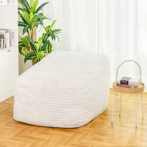 TIRAMISUBEST Faux Fur Bean Bag Chair - Plush Memory Foam Lounger, Super Soft Lazy Sofa for Living Room, Bedroom & Dorm, White - 1 of 4