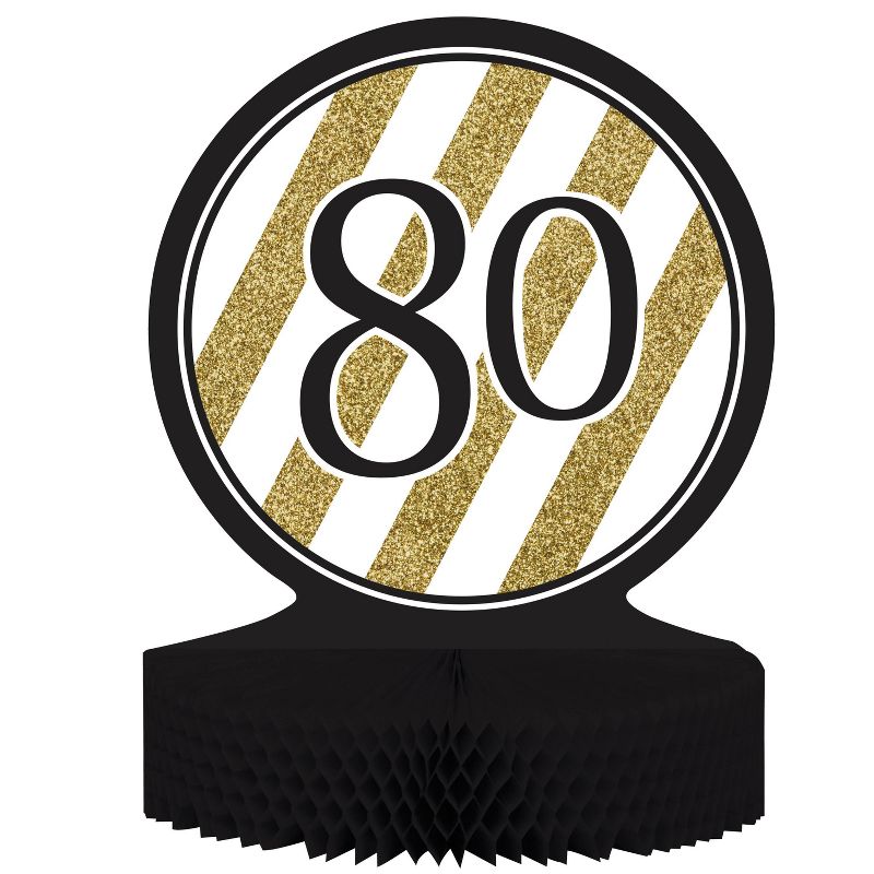 80th Birthday Party Decorations Kit Black/Gold, 5 of 6