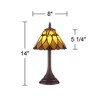 Robert Louis Tiffany Austin Mission Accent Table Lamp 14" High LED Warm Brown Amber Art Glass Shade for Bedroom Bedside Nightstand Office House Home - 4 of 4