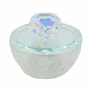 Sagebrook Home Glass Trinket Box Contemporary Round Crystal Jewelry Keepsake Box with Heart - 1 of 4
