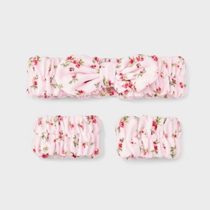Hair Headwrap with Cuffs Set 3pc - Wild Fable™ Pink Floral - 1 of 3