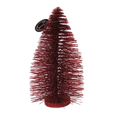 ENESCO 12.0 Inch Red Glitter Tree Sparkle Glitter Bottle Brush Trees