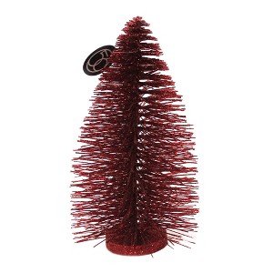 ENESCO 12.0 Inch Red Glitter Tree Sparkle Glitter Bottle Brush Trees - 1 of 3