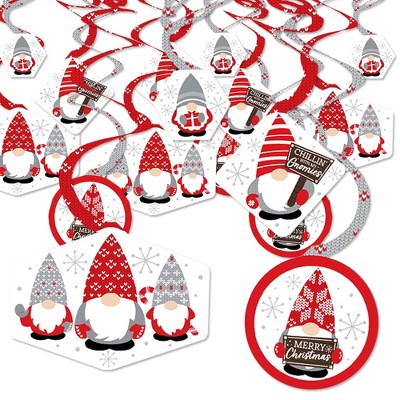 Big Dot of Happiness Christmas Gnomes - Holiday Party Hanging Decor - Party Decoration Swirls - Set of 40