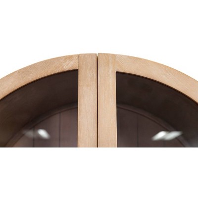 78" Light Brown Wood Arched Bookcase with 3 Drawers