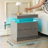 QingMoon Modern End Side with 2 Drawers, with LED Night Stand, Wood Drawers, for Bedroom - 3 of 4