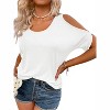 Imily Bela Casual Cold Shoulder Shirt for Women Loose Short Sleeve Scoop Neck Summer Top - 3 of 4