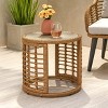 KWPZQEB Outdoor Side Tables, Wicker Patio Side Table, Weather Resistant, Glass Top End Table for Patio, Yard, Balcony - 3 of 4