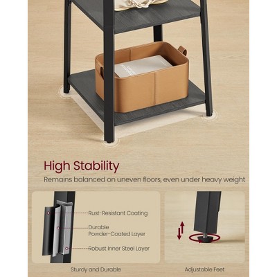 Industrial Black Steel Coat Rack with Shelves and Hooks