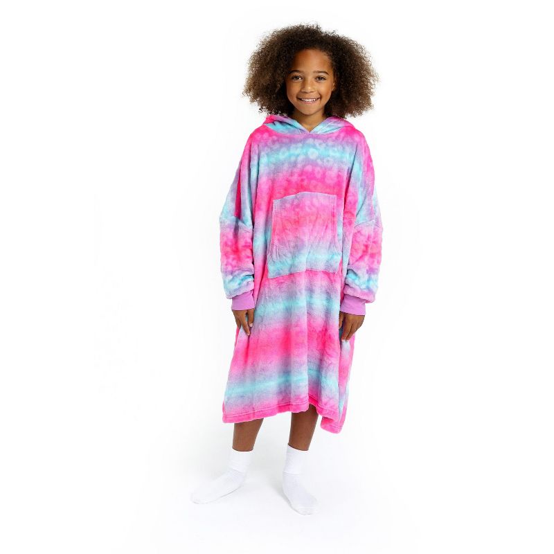 Sleep On It Girls Ombre Leopard Wearable Cozy Fleece Blanket Hoodie - Multi, Size: S 4/6, 3 of 7