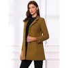 INSPIRE CHIC Women's Winter Stand Collar Single Breasted Mid-thigh Long Overcoat - 3 of 4