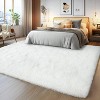 White Shaggy Area Rug, Super Soft Fluffy Non-Slip Carpet for Living Room with 4 Reusable Stickers - 3 of 4