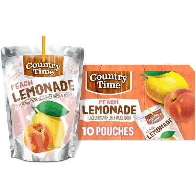 Country Time Peach Lemonade Juice Boxes - 10pk/6 fl oz Pouches