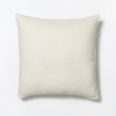 Oversized Chambray Square Throw Pillow with Lace Trim Cream - Threshold™ designed with Studio McGee