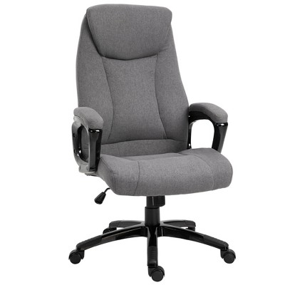 Vinsetto Ergonomic Linen Fabric Office Chair Adjustable Height Rocker Home Desk Chair