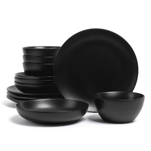 over&back 12pc Coupe Hand-Finished Stoneware Dinnerware Set Semi-Matte - 1 of 4