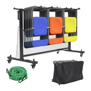 Folding Chair Rack with Wheels, Folding Chair and Table Cart for 42 Chairs or 12 Tables, Folding Chair Storage Dolly with Weatherproof Cover - 1 of 4