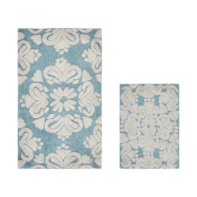 Medallion Collection 2 Piece 100% Cotton Tufted Bathroom Rug Set  with Non-Slip Backing, Machine Washable, Tumble Dry Bath Mat