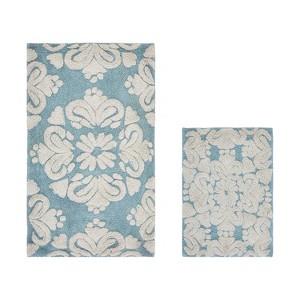 Medallion Collection 2 Piece 100% Cotton Tufted Bathroom Rug Set  with Non-Slip Backing, Machine Washable, Tumble Dry Bath Mat - 1 of 4