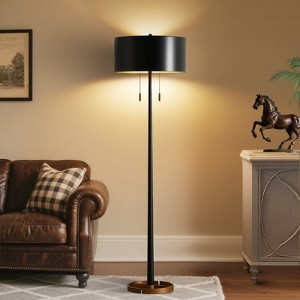 GTCLIGHTING Metal Black Floor Lamp for Living Room,60" Modern Standing Lamp with Dual Pull Chain Switch for Bedroom Office - 1 of 4