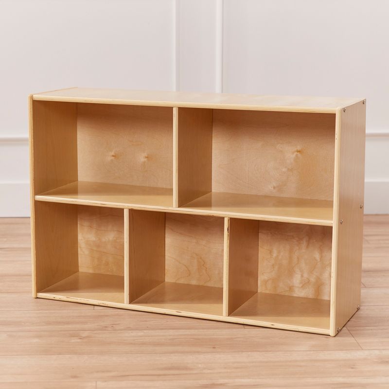 ECR4Kids Birch Streamline 5-Compartment Storage Cabinet, Wood Toy Storage Shelves for Kids, 5 of 14