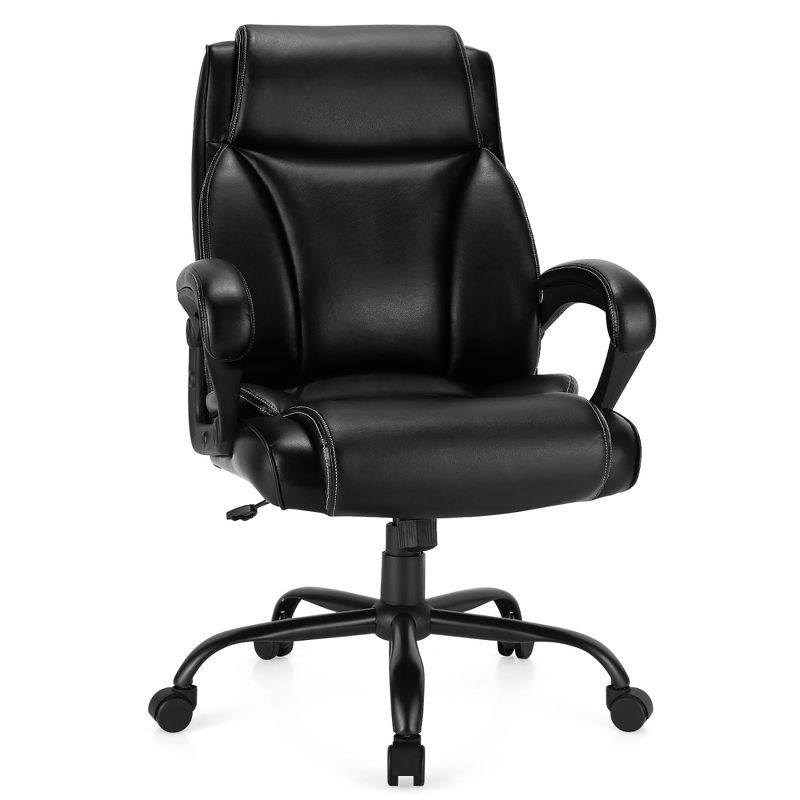Costway 400 LBS Big & Tall Leather Office Chair Adjustable High Back Task Chair, 1 of 11