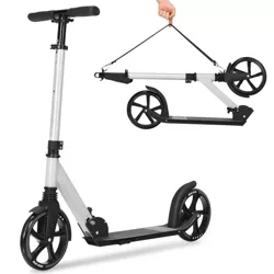 Costway Folding Kick Scooter Lightweight Sports Scooter for Teens Adult with Strap 8'' Wheel Silver
