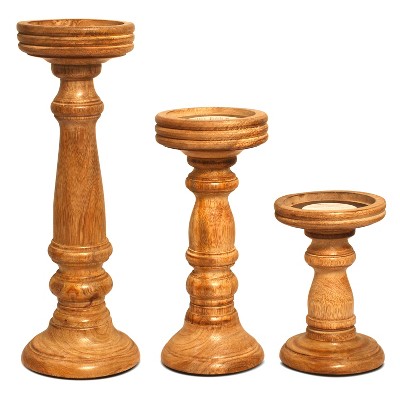 Mela Artisans Medium Polish Candle Holders for Pillar Candles (Set of 3)