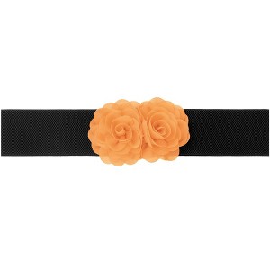 INSPIRE CHIC Women's Elastic Wide Double-Flower Stretch Corset Waist Belt 1 Pc - 1 of 4