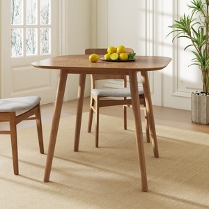 35" Square Dining Table, Mid-Century Modern Design, Tapered Splayed Legs, Durable Faux Wood Frame-- Frevyn - 1 of 4