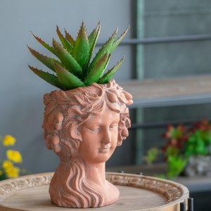 NAYSAYE Planter Greek Style Cement Head Bust Planter Classical Design for Indoor Outdoor Garden, Brown, 7.9"*8.9"*11.6" - 1 of 4