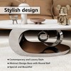 QingMoon Marble Coffee Table, Oval Centre Table with Stainless Steel Base and Resistant Rock Slab Tabletop for Living Room, Office - 3 of 4