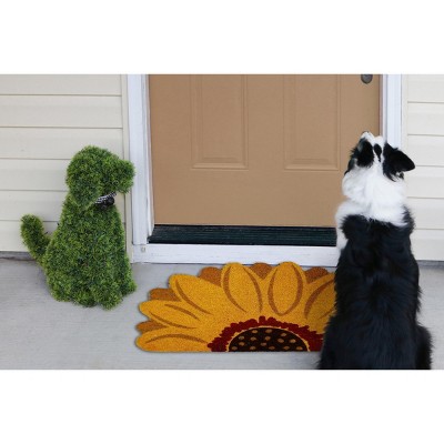 Sunflower Shaped Yellow Coir Outdoor Doormat 18" x 28"