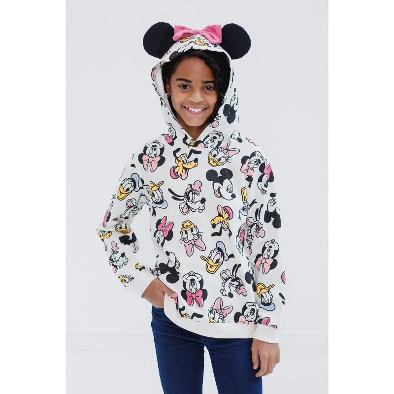 Disney Minnie Mouse Mickey Goofy Donald Duck Daisy Girls Pullover Hoodie Toddler, 4 of 7
