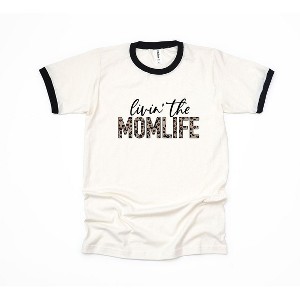 Simply Sage Market Women's Livin' The Mom Life Leopard Checkered Ringer Tee - 1 of 3