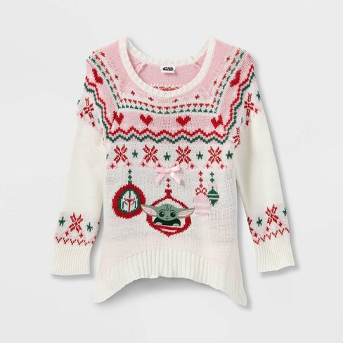 Toddler Girls' Baby Yoda Pullover Sweater - Beige :