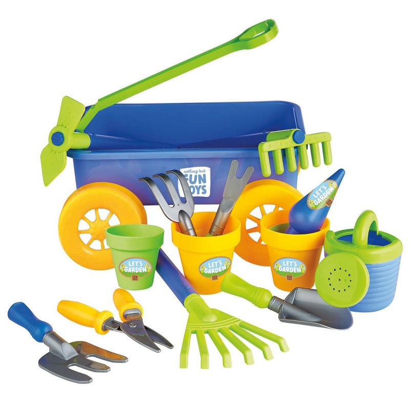 Nothing But Fun Toys Let's Garden Wagon Playset with Gardening Tools - 14 Pieces, 1 of 5