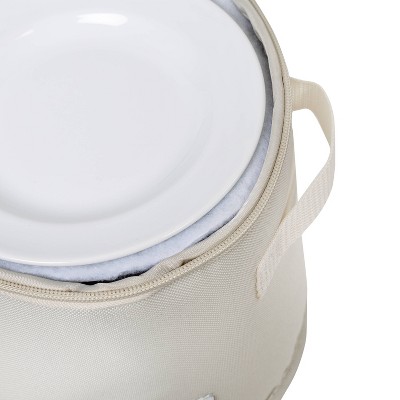 Natural Polyester Round Dinnerware Storage Box Set with Clear View Top