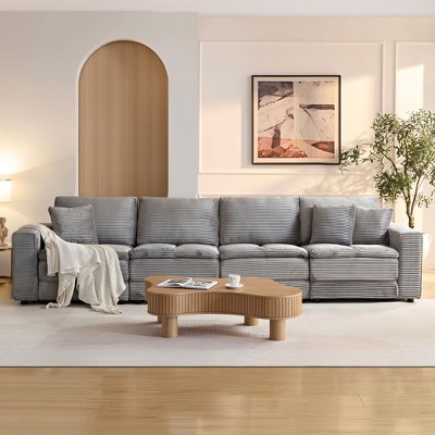 CAVINAS 4/5/6-Seater Modular Sectional Sofa,Cloud Couch Sectional,Conversible Sleeper Sofa for Living Room,3 Throw Pillows