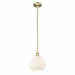 White Venetian - 1 Light Stem Hung Mini Pendant In Modern Style-11.25 Inches Tall and 10 Inches Wide - 1 of 1