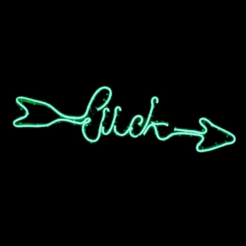 20" LED Green Neon Style “Luck" Sign - National Tree Company, 4 of 5