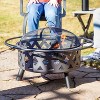 Sunnydaze Crossweave Heavy-Duty Steel Outdoor Fire Pit with Spark Screen, Poker, Grill, and Cover - Black - 4 of 4