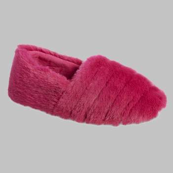 Isotoner Women's Shay Faux Fur Slip-on Slippers - Berry Pink